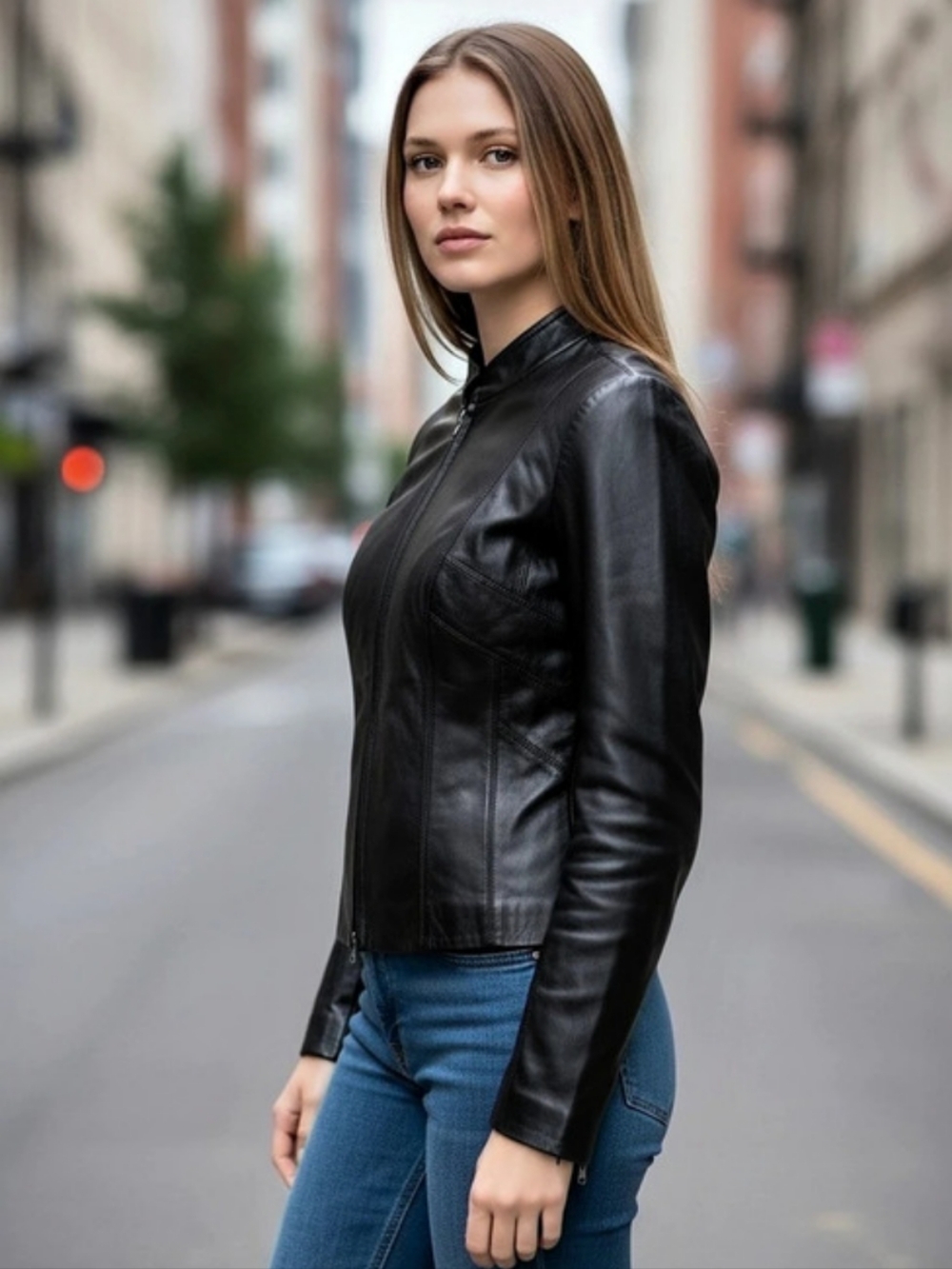Danier Black Leather-Look Moto Jacket 1122